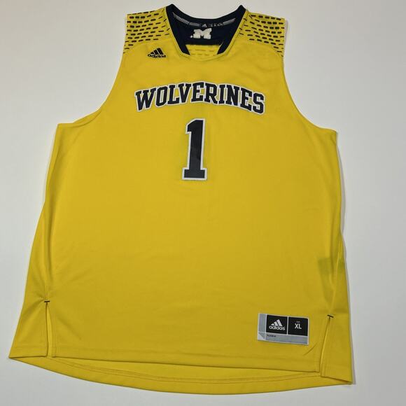 Michigan Wolverines Basketball Jersey Mens Size XL Extra Large Yellow Adidas - Picture 4 of 14
